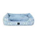 Premium Plush Classic Damask Sofa Dog Bed – Soft Blue