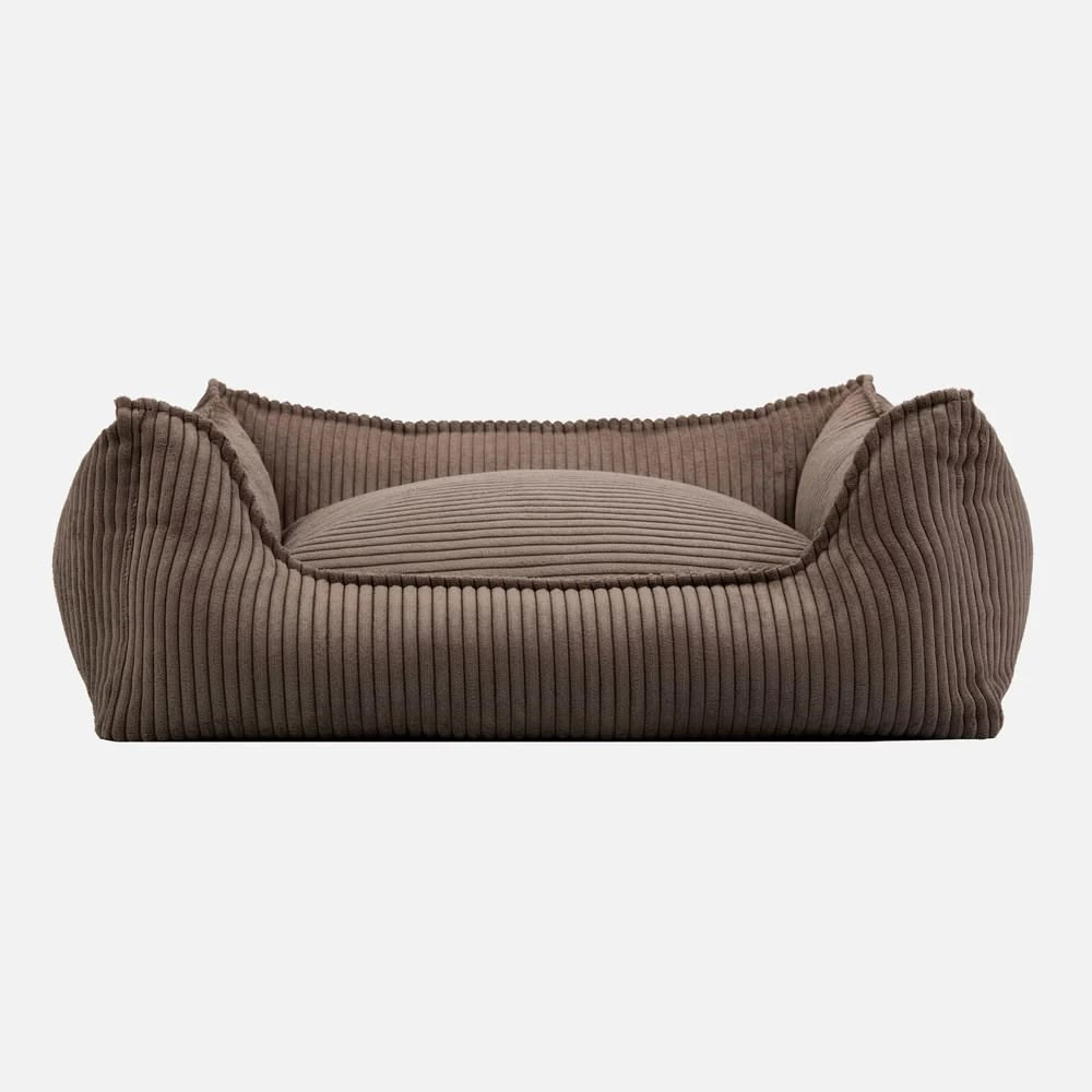 Premium Corduroy Plush Sofa Dog Bed – Classic Mocha