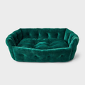 Premium Plush Checkerboard Sofa Dog Bed – Sage Green