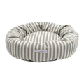 Premium Stripe Canvas Donut Dog Bed – Classic Gray & Cream