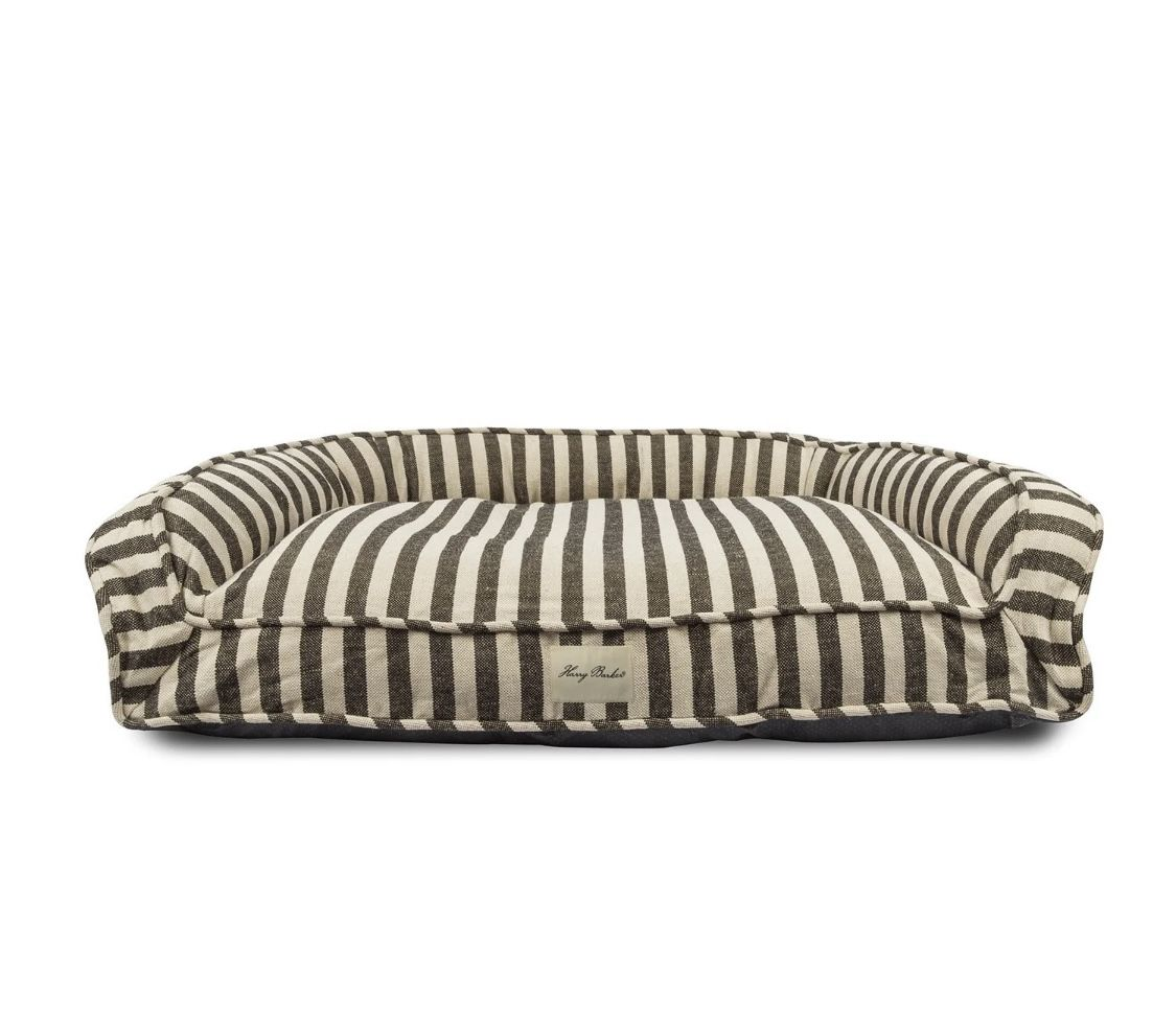 Premium Stripe Canvas Sofa Dog Bed – Vintage Charcoal & Cream
